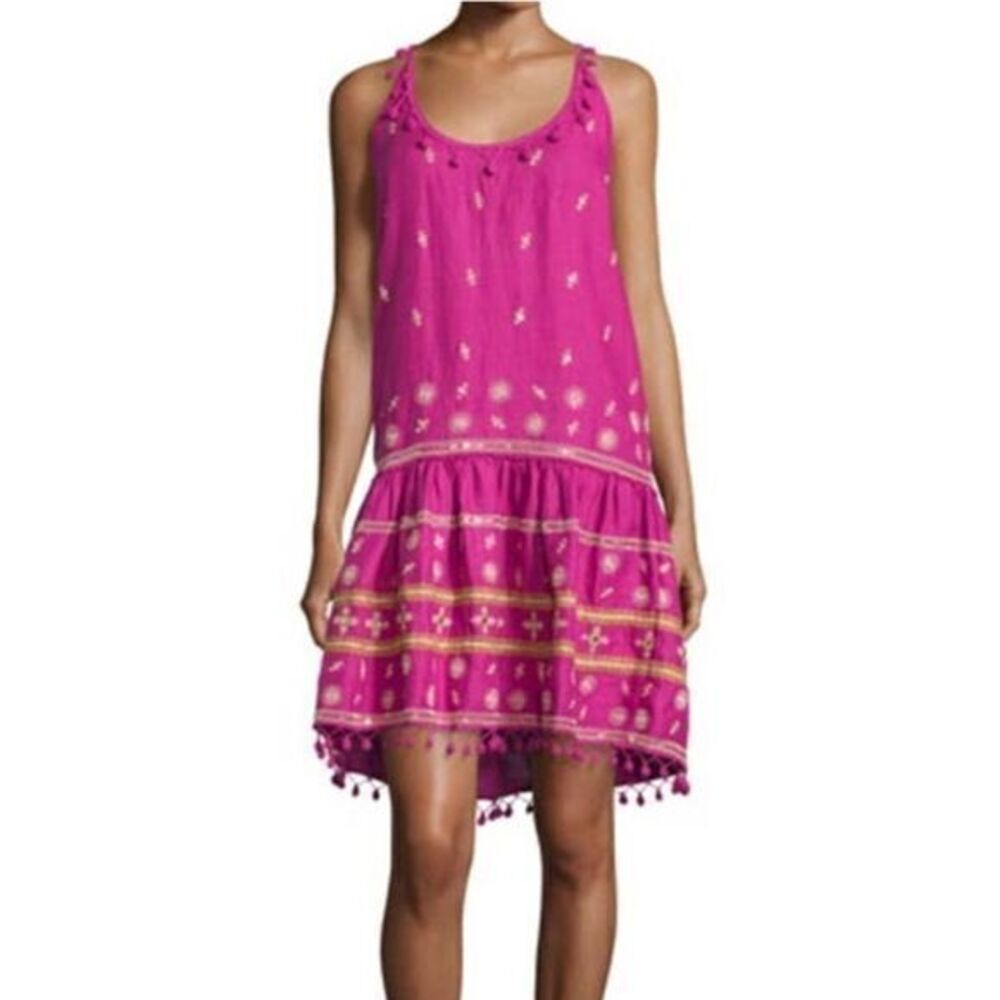 CALYPSO ST. BARTH NWT Zulema Orchid Pom Pom Mini Dress XXS